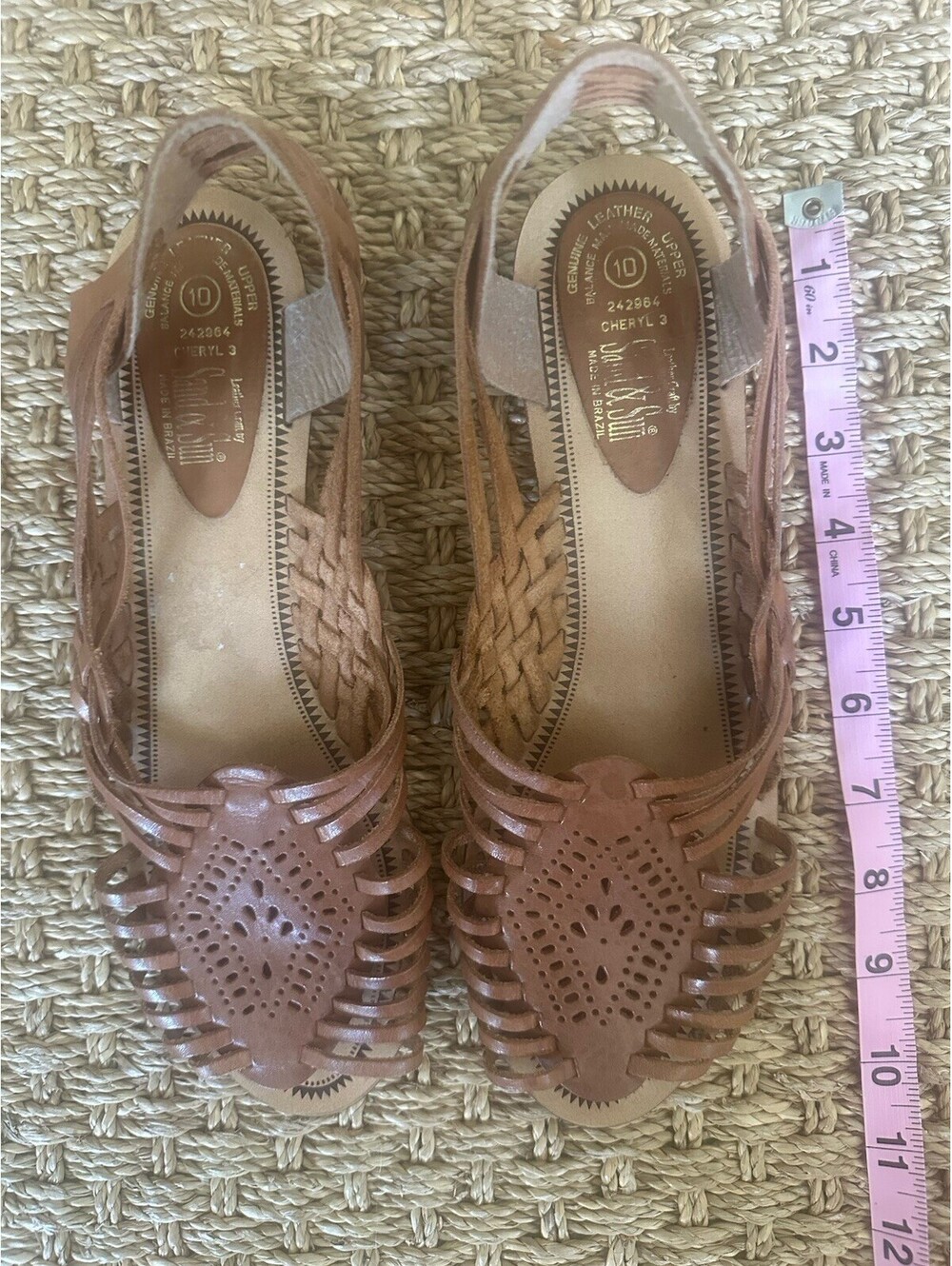Sand & Sun Made In Brazil Women's Leather Sandals Size 10